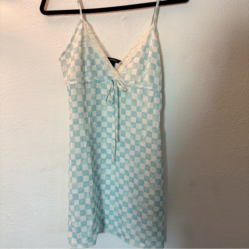 Forever 21 Blue and White Checkered Chemise